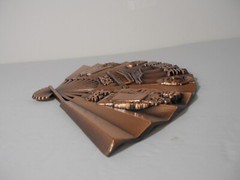 Vtg Home Decor Metal Korea Fan Wall-Hanger 10 1/2″L x 6 1/4″H Free S&H
