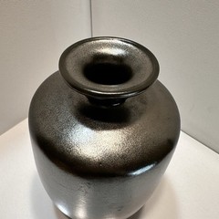 Metallic Bronze Ceramic Bottle Vase 9.75″ Modern Contemporary Elegant Decor