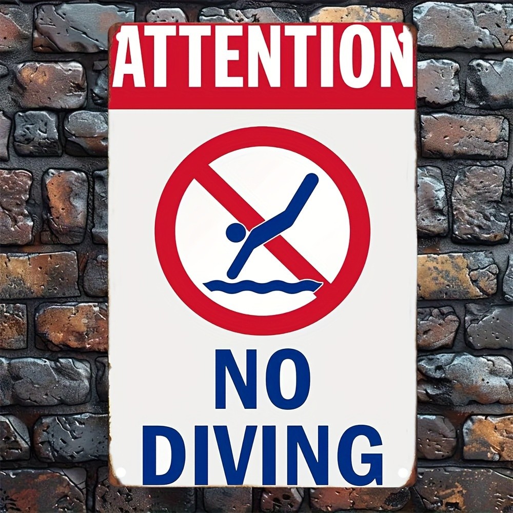 «Caution – No Diving» Rectangular Iron Sign