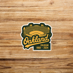 Vintage Oakland Coliseum Sticker 1968-2024 – Retro Baseball Stadium Decal #2938