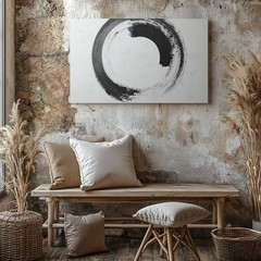 Wall Art Zen Circle Symbol Presence Enlightenment Minimalistic Stillness Canvas