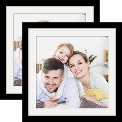 2 Pack 10×10 Picture Frames Solid Wood Black Wall Mount Tabletop
