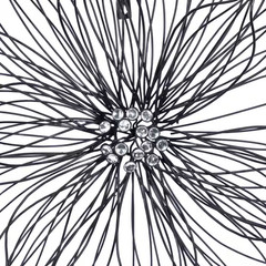 26 In. X 26 In. Metal Black 3D Wire Floral Wall Decor with Crystal Embellishment