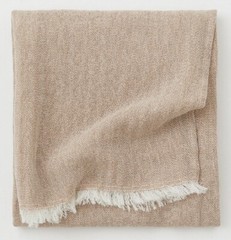Herringbone Fringe Wool Throw Light Beige 51×67 Fringed Sofa Accent Neutral🦩.