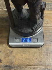 Vintage Hand Carved Wood Folk Art Traveler Man Dog Figurine Statue 16″ Rustic
