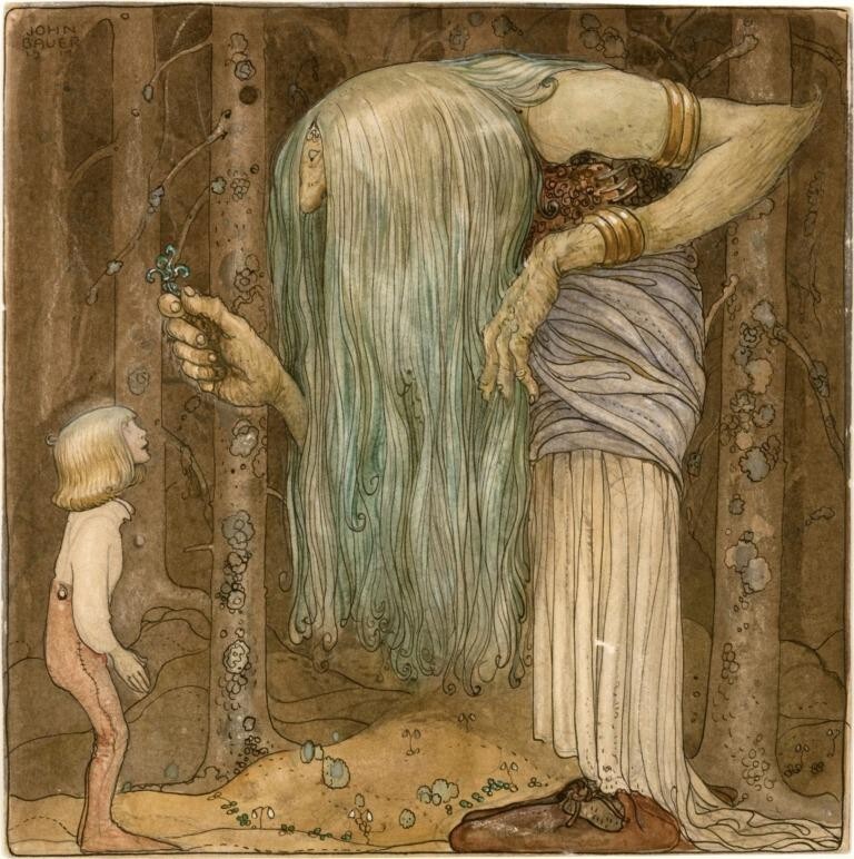 The Magic Herb : John Bauer : circa 1915 : Art Print