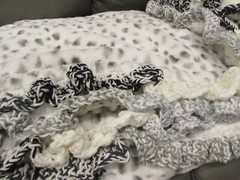 Oversize Reversible Plush Throw Blanket Gray Black White Crochet