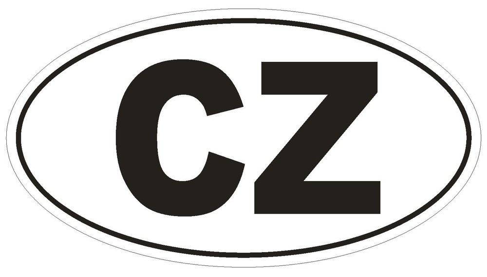 CZ Czech Republic Country Code Oval Bumper Sticker or Helmet Sticker D903