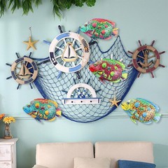 9 Inches Metal Fish Wall Art, Coastal Beach Nautical Hanging Decor 4 Pack