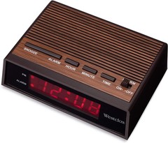 Westclox 22690 Retro Wood Grain LED Alarm Clock, 0.6-Inch