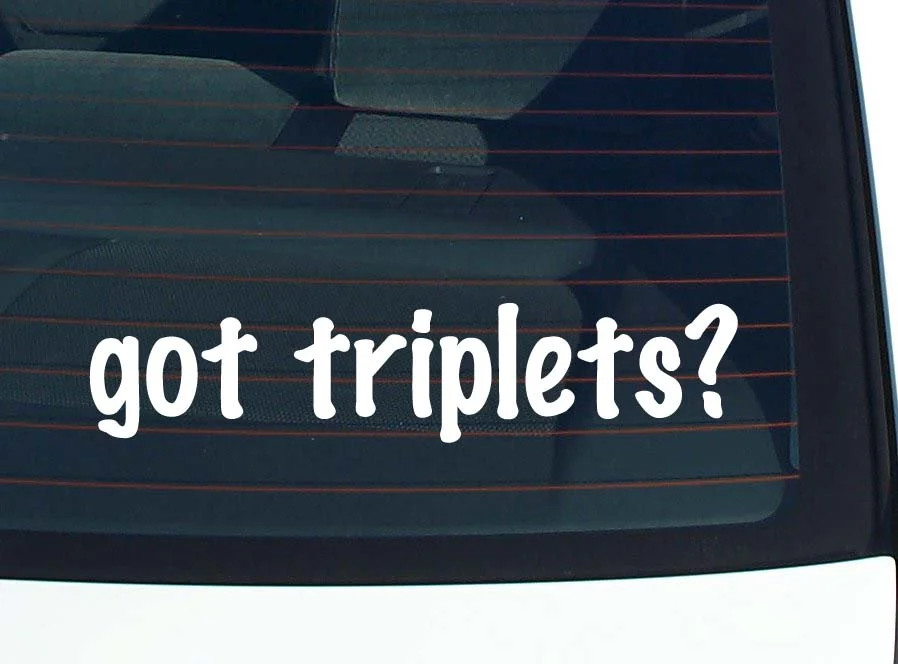 got triplets? CAR DECAL BUMPER STICKER VINYL FUNNY JOKE WINDOW