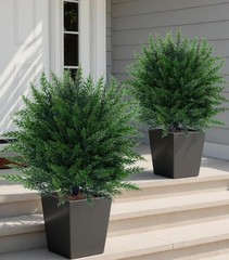 UV-Resistant Artificial Cedar Topiary Tree 27.6″ Faux Cypress Outdoor Fake Pine