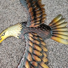 2 Large Bald Eagles In Fight Gold Tone Metal Wall Decor Adjustable Wings 21″