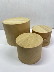 Crate&Barrel Stacking Round Birch Boxes Gift Decor Set Of 3