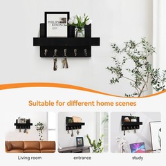 KISENG Key Holder Wall Mount, Rustic Key Hooks for Wall with Shelf for Mail