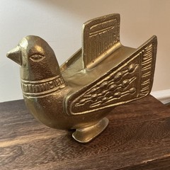 Cast Metal Bird Sculpture Project 62 Eames Style Gold Finish Dove Peace MCM