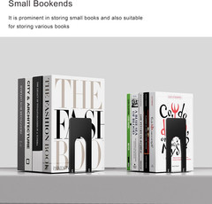 Book Ends, 3 Pairs of Small Bookends for Shelves, 3.9 X 2.8 × 5.2 In, Black Meta