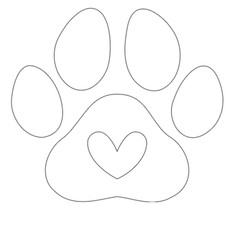 Vinyl Decal, Paw/Heart, Glossy White, Various Sizes, Indoor/Outdoor