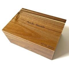 Personalized Storage Box w/ Hinged Lid, Acacia Wood, Wooden Memory Chest Large