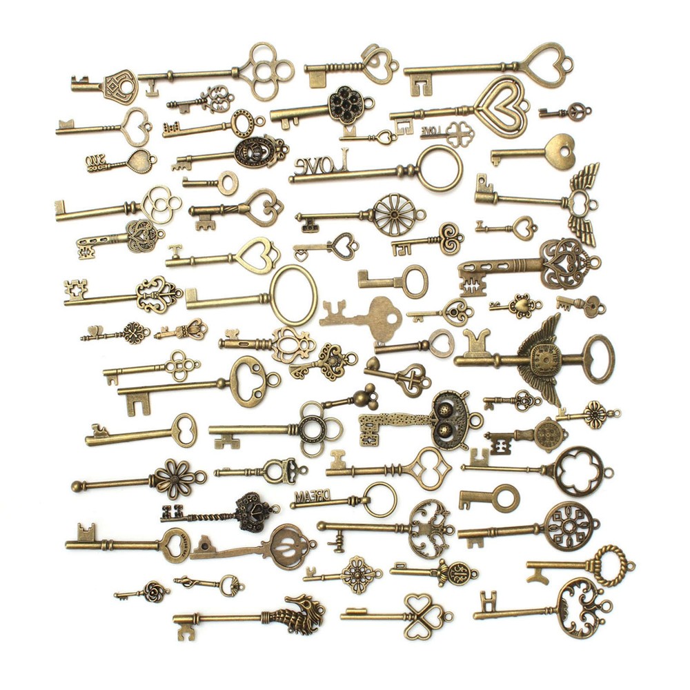 69pcs Mixed Skeleton Keys Unique Shapes Hollow Carved Shapes Retro Party Gifts