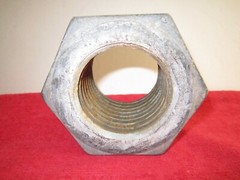 LARGE HAND SIZE OIRD 2HX 2″ BORE 3 3/8″ GALVINIZED HEX NUT MAN CAVE PAPERWEIGHT