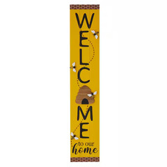 42 In. H Solid Wood Welcome Porch Sign with Bee