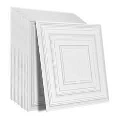 VEVOR Ceiling Tiles 12 Pack 24 x 24in PVC Glue up Panel DIY Decor White 48 sq.ft