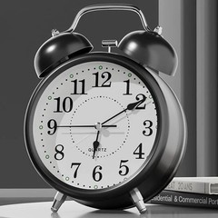 4 Inches Analog Alarm Clocks Retro Backlight Cute Simple Design with Night Light