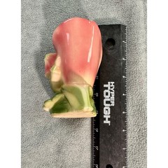 Vintage Ceramic Pixie Elf Flower Bud Vase Mid Century Kitsch Pink Green Planter