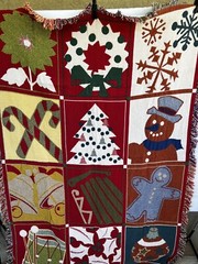 Christmas Woven Blanket Ginger Bread Man, Candy Cane, Wreath, Sled Throw 46×66