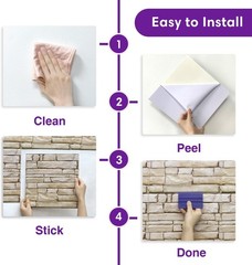 3D Peel and Stick Faux Stone Wall Panels 11.8″ x 11.8″ 10-Pack, Stone-Look Wall
