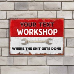 Toys Fixed for FREE Vintage Rustic Red OVER White Workshop METAL SIGN or DECAL