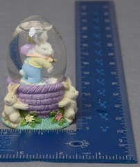 Festive Easter Snow Globe Rabbit in Purple Basket Spring Holiday Decor