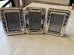 3 Mini 3x4in TOWLE Silversmiths Decorated Frames Black Velvet Back w/ Easl New
