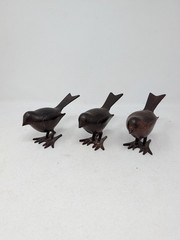 Three Vintage Rustic Wildlife Polished Cast Iron Birds Figures Decor India