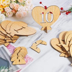 Heart Shape Wooden Table Numbers 1-20 With Holder Base – Rustic Hollow Out Wo…