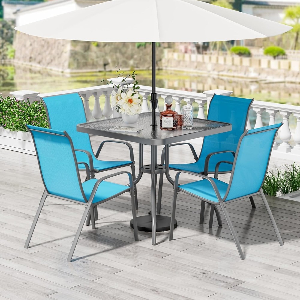 Patio Dining Set 5 Pieces, All Weather Outdoor Furniture W/30″X 30″ Table and 4