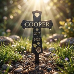 Personalized Dog Memorial Cross Stake, Custom Pet Grave Marker, Sympathy Gift