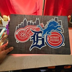 Detroit Sports Logo 12×18 inch metal poster.