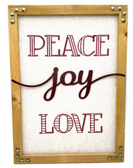 Peace Joy Love Christmas Wall Art Plaque Rustic Wooden Box Frame Holiday Décor