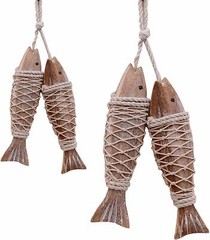 Hand-made Nautical Ornament Wooden Fish Hanging Wall Home Decor