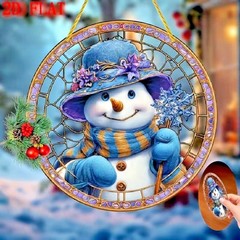 2D Flat Acrylic Snowman 8″ Window Sun catcher Style B with hanger