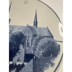 Royal Copenhagen Roskilde Cathedral Plate Denmark Fajance Blue White