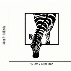 Zebra 11.8 x 6.7 Metal Silhouette Wall Art Decor- Minimalist Black Animal Statue