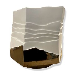 $1025 Fos Ceramiche White Platinum Erosum Porcelain Table Accent Vase 9in