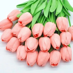 10Pcs Artificial Tulips Latex Fake Flower Bouquet Real Touch Wedding Party Decor