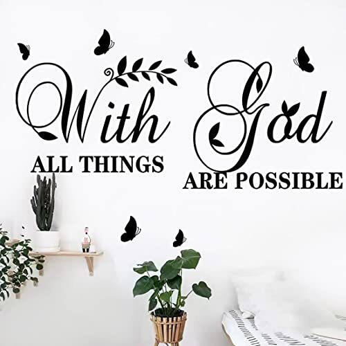 with God All Things are Possible Wall Stickers Inspirational Wall Decal Vinyl