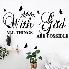 with God All Things are Possible Wall Stickers Inspirational Wall Decal Vinyl