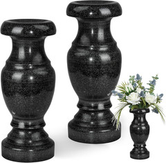 Cemetery Memorial Vase, Natural Granite Stone Flower Vases with Draining Holes f