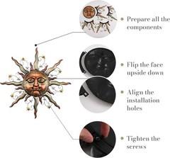 Bronze Metal Sun Stars Wall Art Garden Sculpture Indoor Outdoor Patio Home Decor